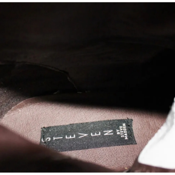 New Steven Steve Madden Madeira Premium Leather Moto Zip Mid Boots 7 US Women's - Picture 5 of 7